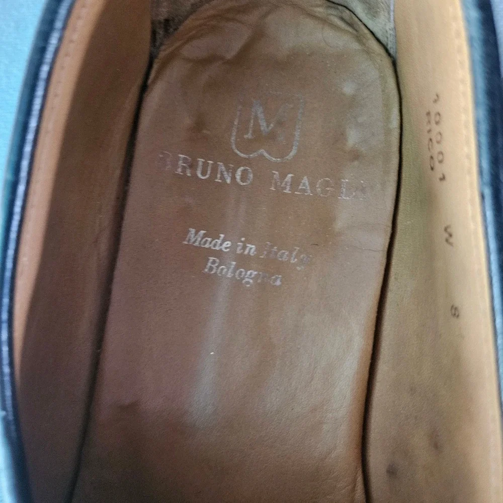 Bruno Magli Rico Mens Black Leather Kiltie Penny Loafers Made in Italy Size 8 W